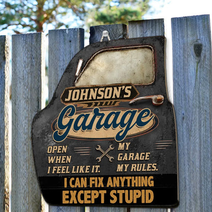 Personalized Wooden Sign, Vintage Red Garage Door Design, Unique Gift for Dad's Workshop