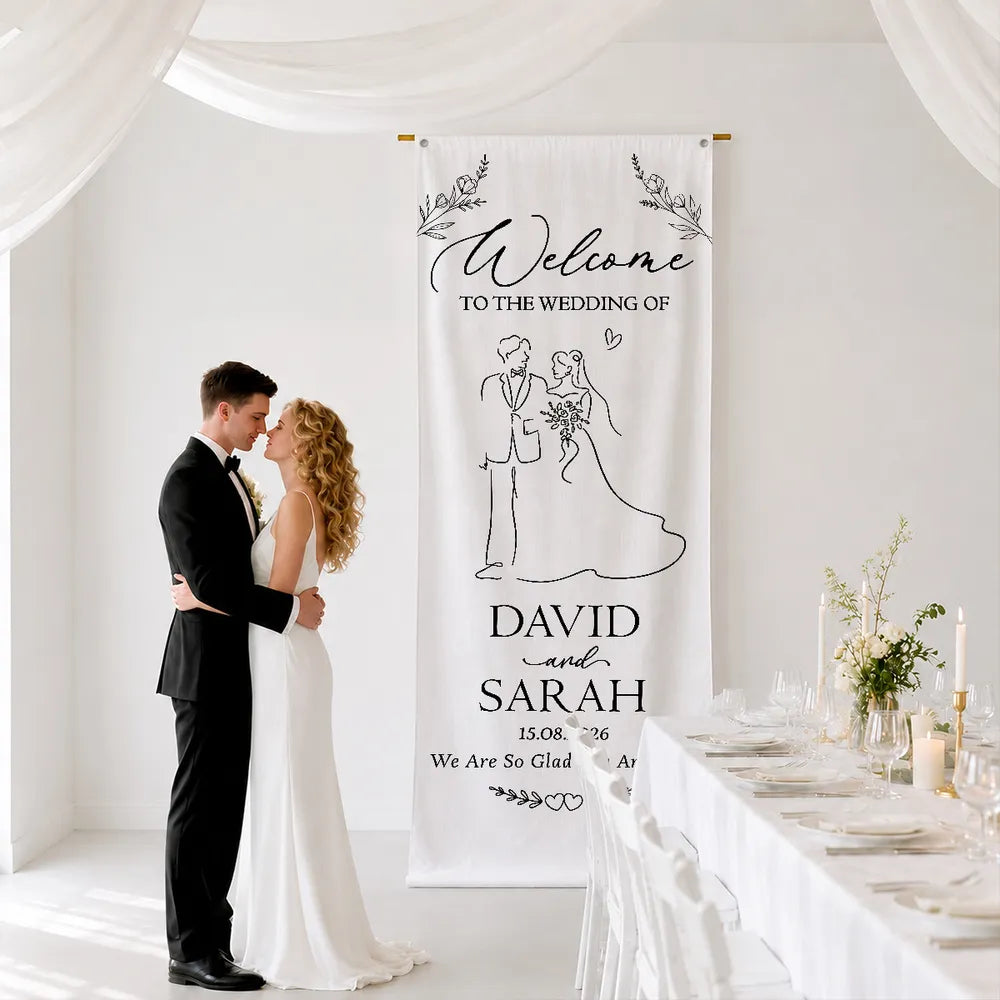 Personalized Welcome Banner, Custom Wedding Sign for Couple, Garden Ceremony Unique Gift