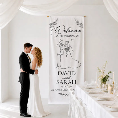 Personalized Welcome Banner, Custom Wedding Sign for Couple, Garden Ceremony Unique Gift