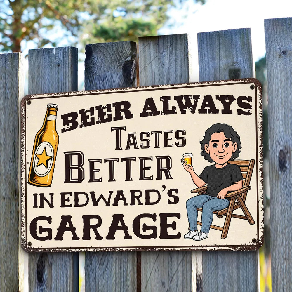 Personalized Rectangular Iron Sign, Cartoon Beer Garage Decor, Unique Gift for Dad & Beer Lover