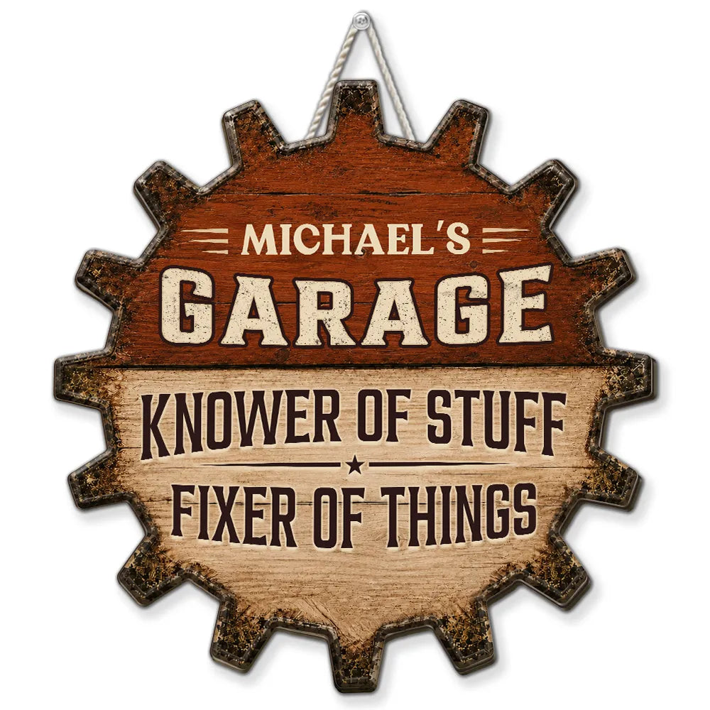 Rustic Gear Wooden Sign, Personalized Garage Decor with Fixer Quote, Creative Gift for Husband