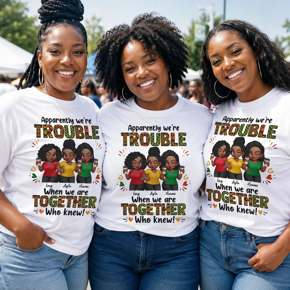 Personalized Classic Tee With Winking Friends & Tribal Lettering, Unique Gift For Close Friends