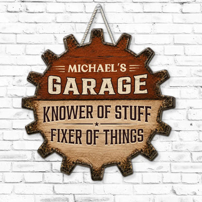 Rustic Gear Wooden Sign, Personalized Garage Decor with Fixer Quote, Creative Gift for Husband