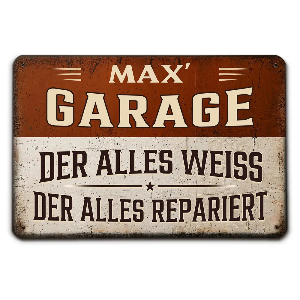 Personalized Rectangular Iron Sign for Garage - Vintage Decor, Unique Creative Gift for Dad or Handyman