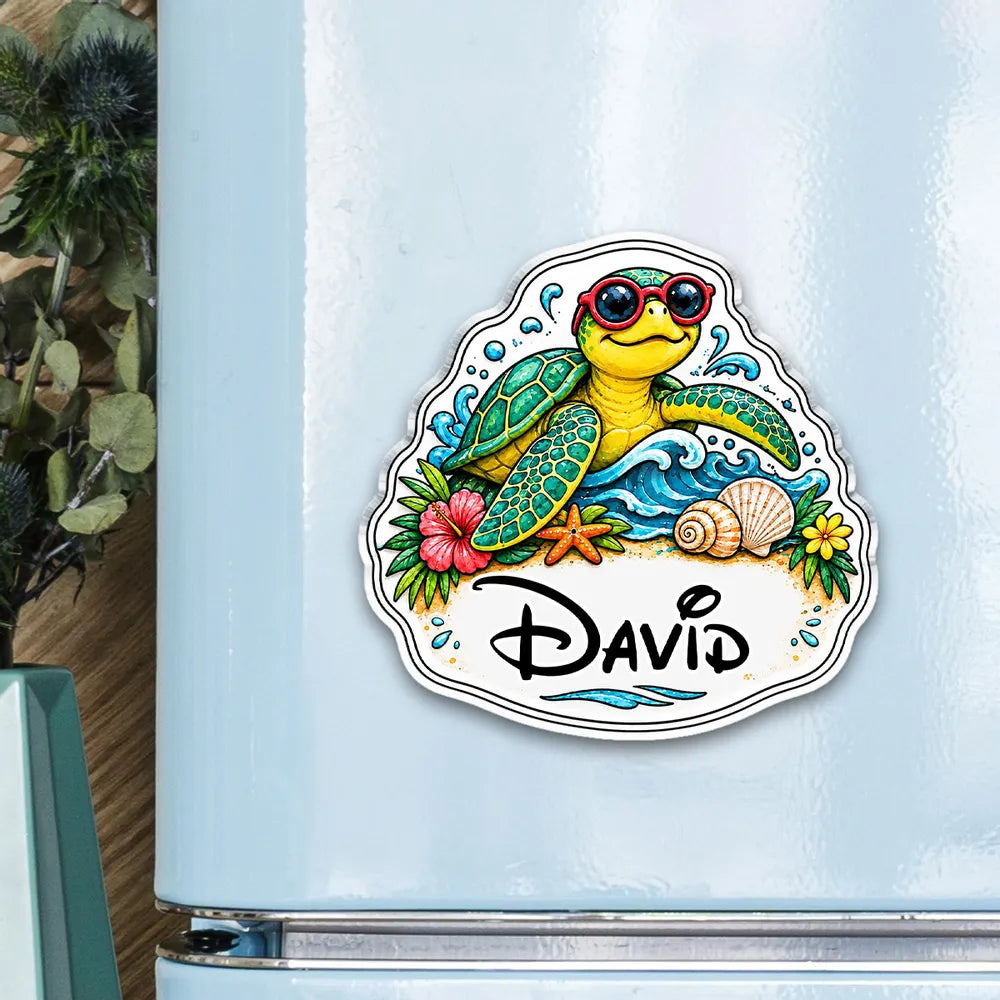 Acrylic Magnet with Cute Ocean Vibes, Custom Fridge Decor, Creative Gift for Kids & Friends