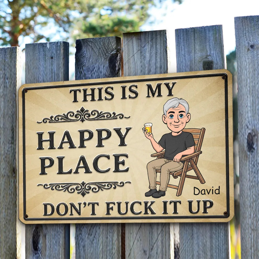 Personalized Rectangular Iron Sign, Rustic Beige Cartoon of a Couple Sitting with Dogs, Unique Gift for Dog Lovers