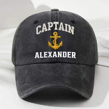 Custom Washed Denim Baseball Cap for Sailing Captain, Creative Gift for Days at Sea