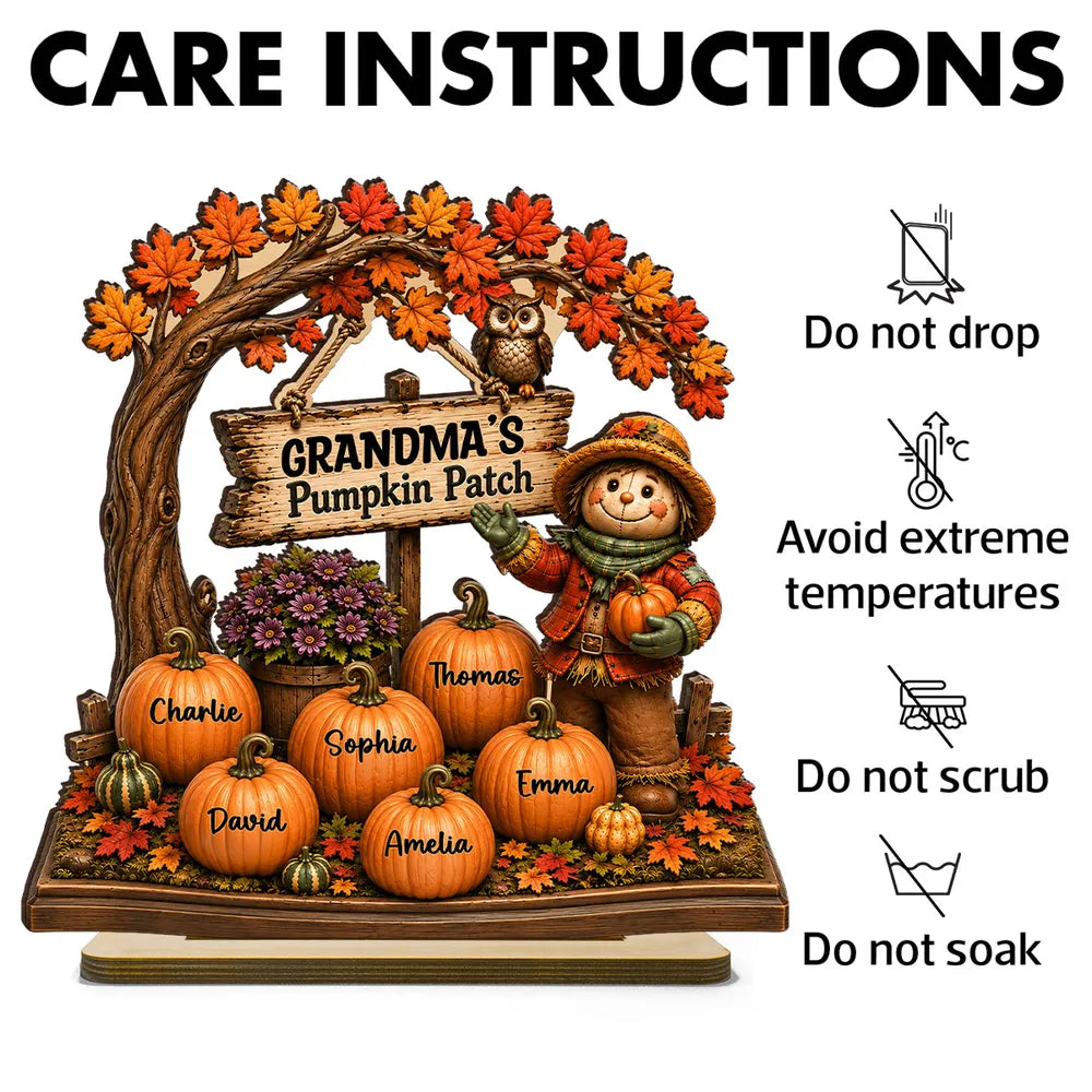 Personalized 2-Layer Wooden Plaque, Grandma's Pumpkin Patch Fall Decor, Unique Gift for Grandma