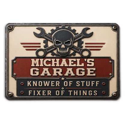 Rectangular Iron Sign, Personalized Fixer of Things Garage Design, Vintage Decor, Unique Gift