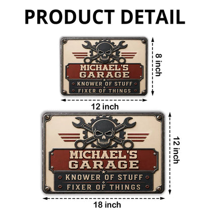 Rectangular Iron Sign, Personalized Fixer of Things Garage Design, Vintage Decor, Unique Gift