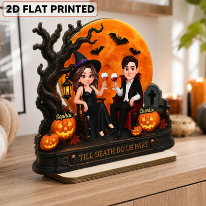 2-Layer Wooden Plaque With Till Death Do Us Part Couple, Personalized Unique Gift For Him & Her
