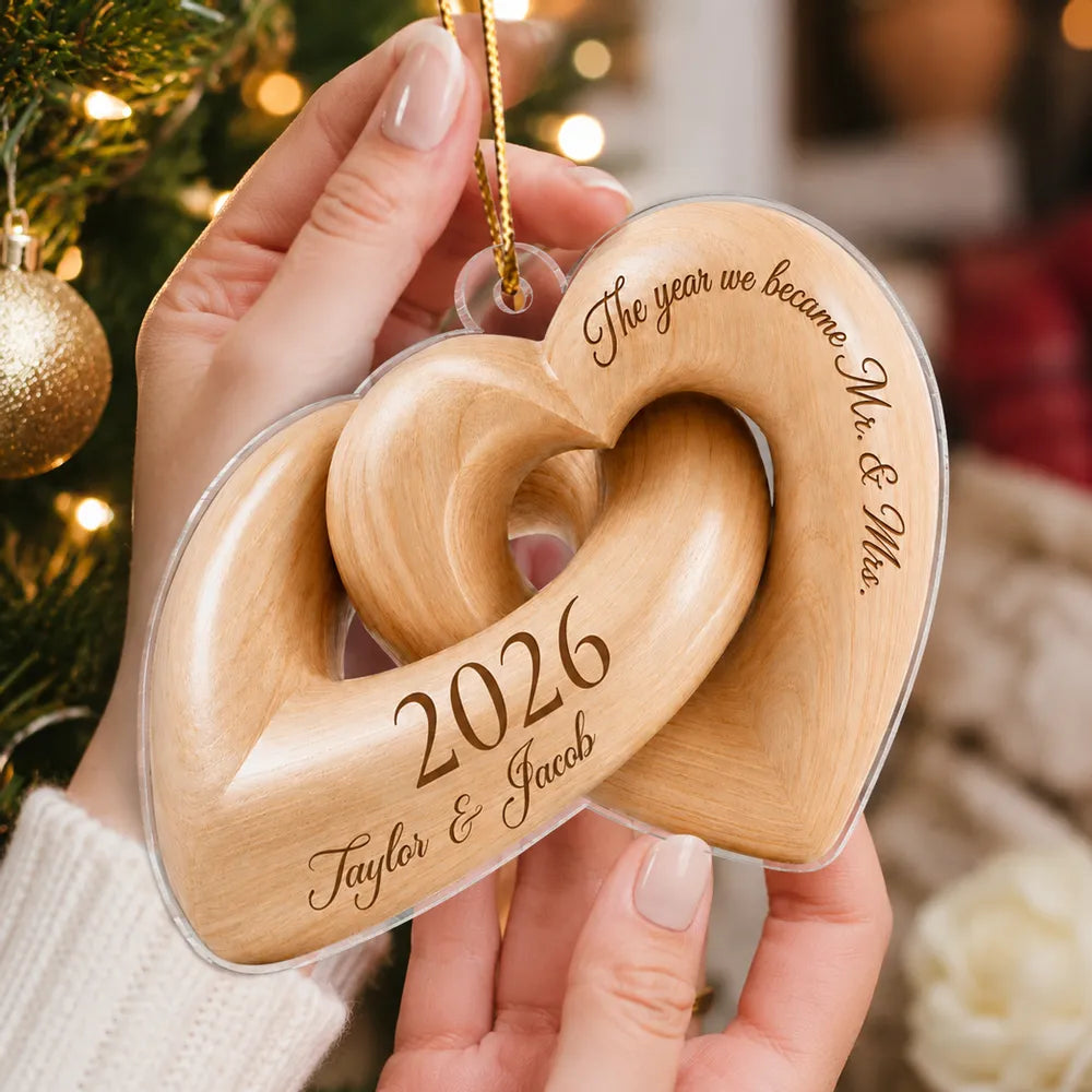 Acrylic Ornament with The Year We Became Mr. & Mrs., Creative Holiday Tree Keepsake Gift for Newlywed Couple