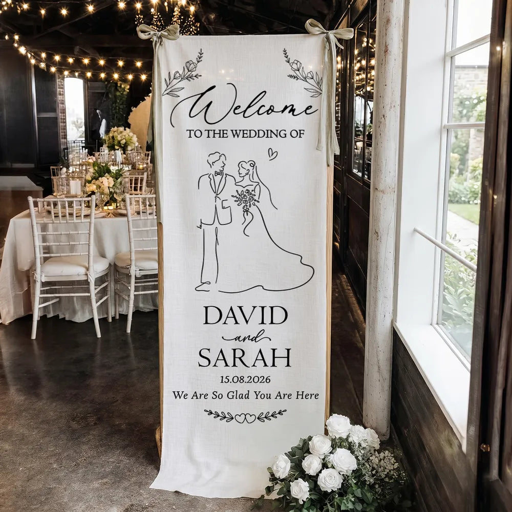 Personalized Welcome Banner, Custom Wedding Sign for Couple, Garden Ceremony Unique Gift