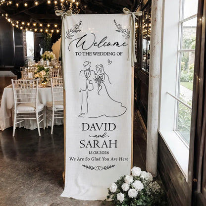 Personalized Welcome Banner, Custom Wedding Sign for Couple, Garden Ceremony Unique Gift