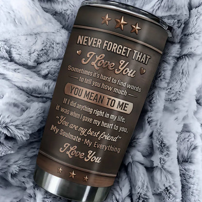 Personalized Insulated Travel Tumbler for Husband, Embracing Couple Sunset Art Unique Gift