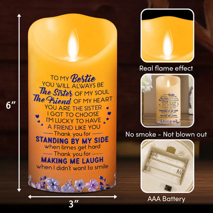Personalized Flameless LED Candle, Arm in Arm Friends with Soul Sister Quote, Unique Gift for Close Friend