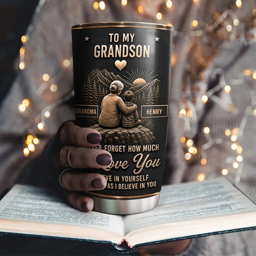 Insulated Travel Tumbler with Love You Quote, Black & Copper Granddaughter Design, Creative Gift for Her