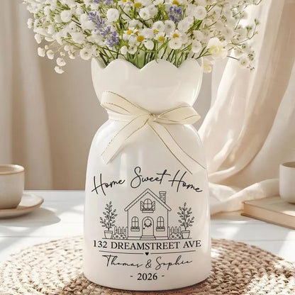 Custom Scalloped Rim Ceramic Vase for New Home, Floral Display Creative Gift for Family & Couple