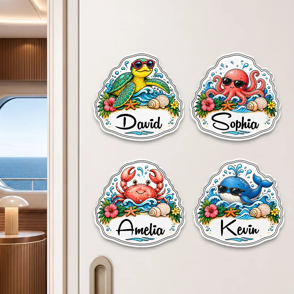 Acrylic Magnet with Cute Ocean Vibes, Custom Fridge Decor, Creative Gift for Kids & Friends