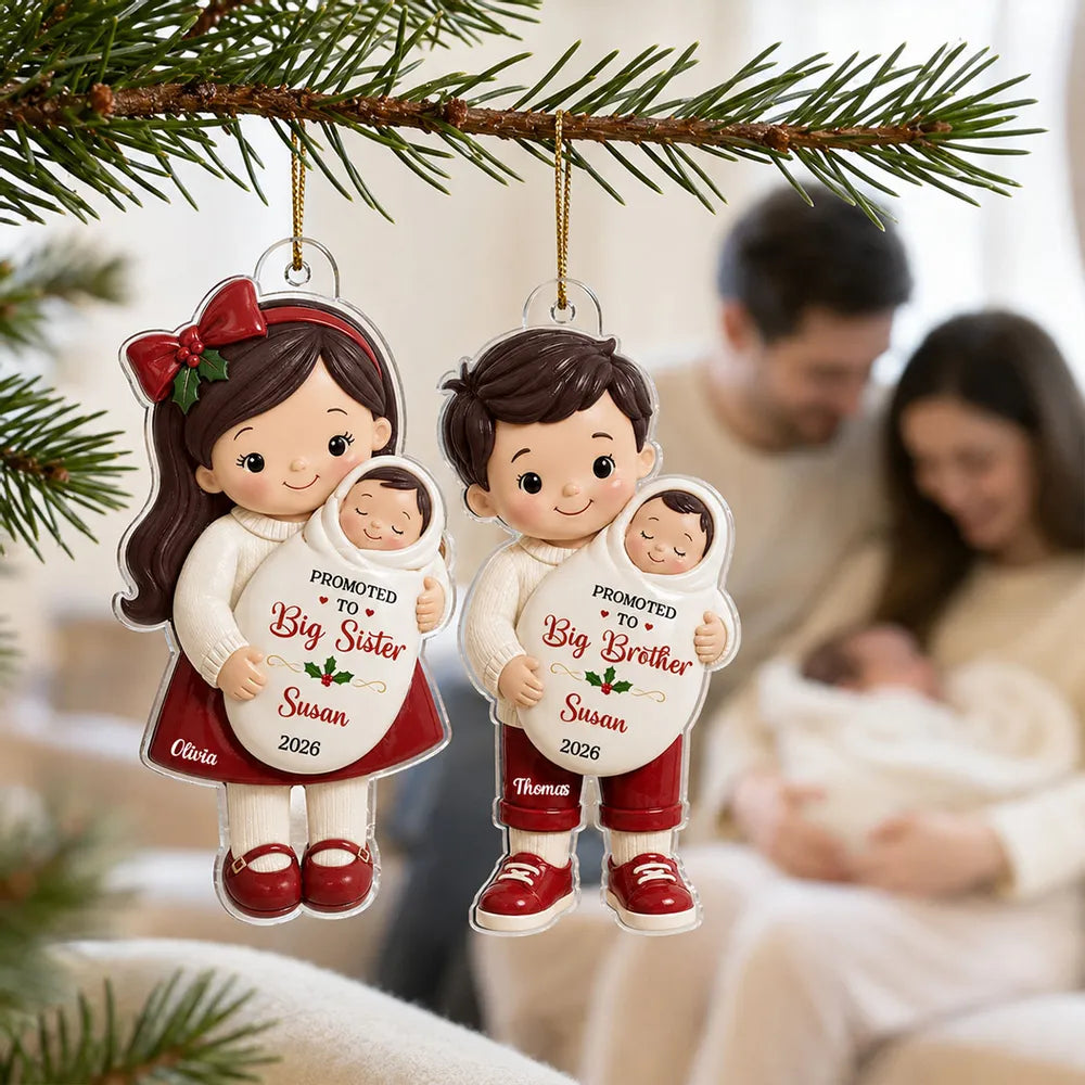 Promoted to Big Sibling Acrylic Ornament, New Baby Keepsake Creative Gift for Son or Daughter