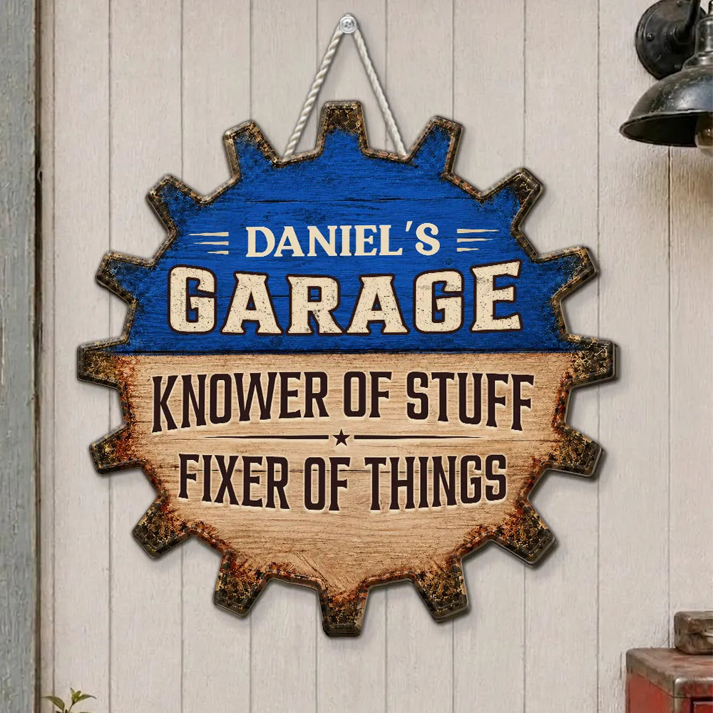 Rustic Gear Wooden Sign, Personalized Garage Decor with Fixer Quote, Creative Gift for Husband