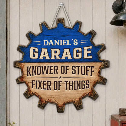 Rustic Gear Wooden Sign, Personalized Garage Decor with Fixer Quote, Creative Gift for Husband