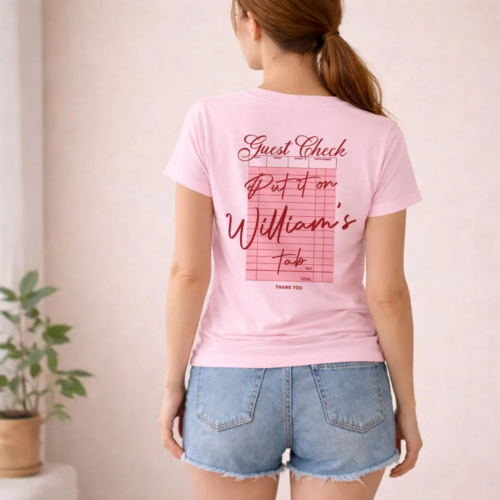 Personalized Dual Print Classic Tee, Pink Spoiled Wife Humor Shirt, Unique Gift for Wife