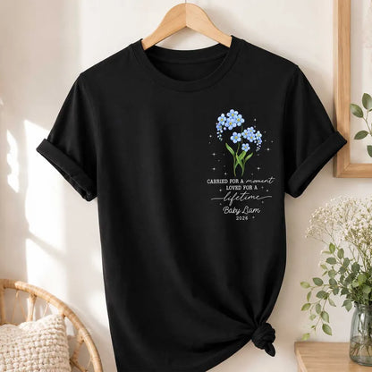 Personalized Classic Tee, Tiny Bloom Memorial Design, Unique Gift for Grieving Parent