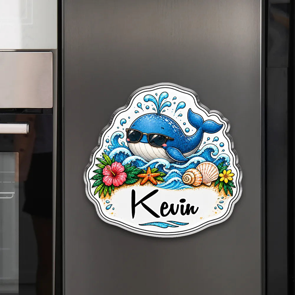 Acrylic Magnet with Cute Ocean Vibes, Custom Fridge Decor, Creative Gift for Kids & Friends
