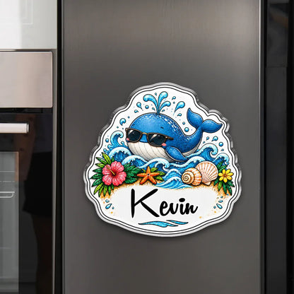 Acrylic Magnet with Cute Ocean Vibes, Custom Fridge Decor, Creative Gift for Kids & Friends