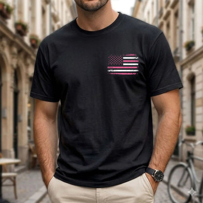 Personalized Dual Print Classic Tee for Dad, Dad of a Warrior Pink Ribbon Unique Gift