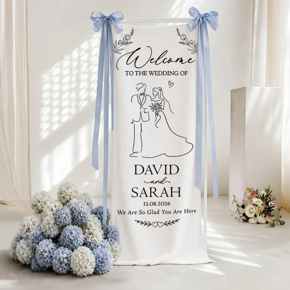 Personalized Welcome Banner, Custom Wedding Sign for Couple, Garden Ceremony Unique Gift