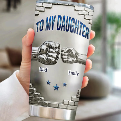 Personalized Insulated Travel Tumbler for Daughter, Dad's Encouraging Unique Gift with Fist Bump Art