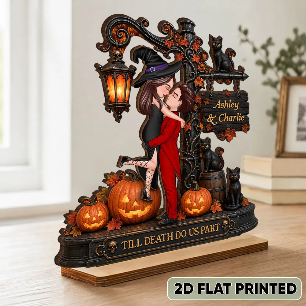 Till Death Do Us Part 2-Layer Wooden Plaque, Gothic Couple Keepsake, Creative Gift for Partners