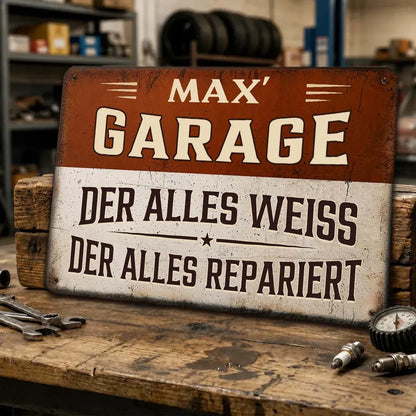 Personalized Rectangular Iron Sign for Garage - Vintage Decor, Unique Creative Gift for Dad or Handyman