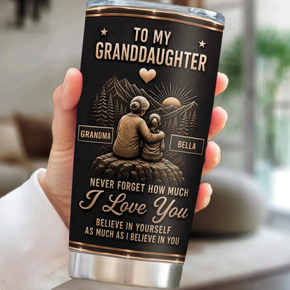 Insulated Travel Tumbler with Love You Quote, Black & Copper Granddaughter Design, Creative Gift for Her
