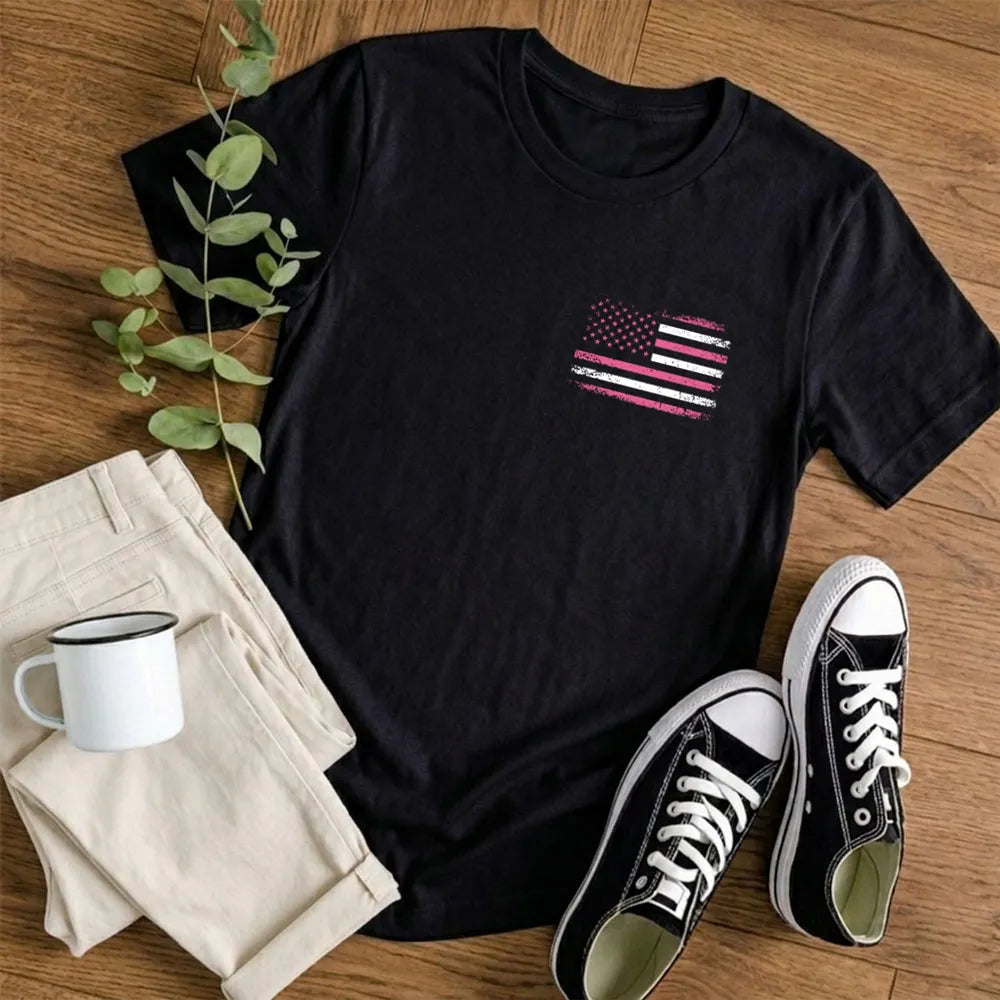 Personalized Dual Print Classic Tee for Dad, Dad of a Warrior Pink Ribbon Unique Gift