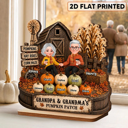 Personalized 2-Layer Wooden Plaque, Rustic Pumpkin Patch, Unique Gift for Grandma & Grandpa