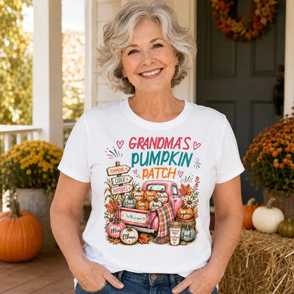 Personalized Classic Tee with Grandma's Pumpkin Patch Fall Truck, Unique and Creative Gift for Grandma