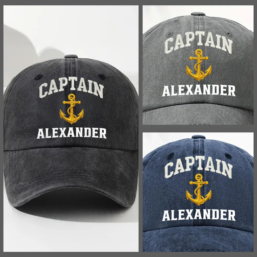 Custom Washed Denim Baseball Cap for Sailing Captain, Creative Gift for Days at Sea
