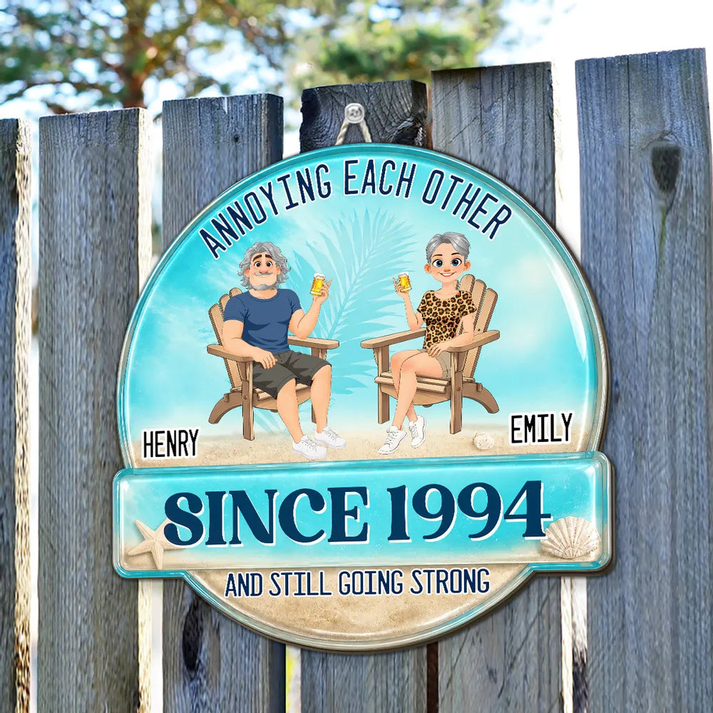 Personalized Wooden Sign, Annoying Each Other Beach Couple Design, Unique Gift for Couples