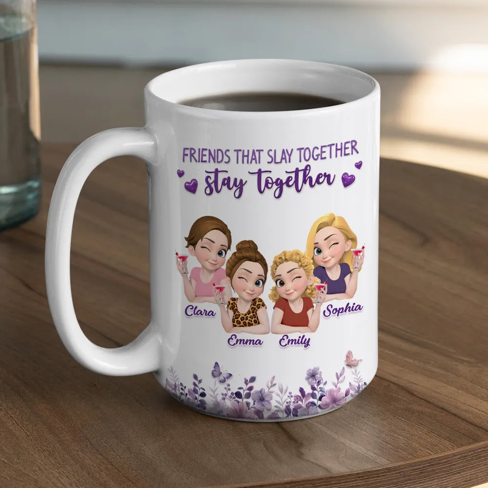 Personalized Ceramic Mug, Friends That Slay Together Design, Unique Gift for Close Friend