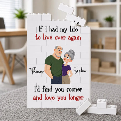 Personalized Building Brick Puzzle With Romantic Couple Art, Unique Creative Gift For Partner