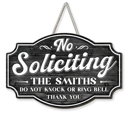 Personalized Wooden Sign, No Soliciting Door Decor, Unique Creative Gift for Family Entryway