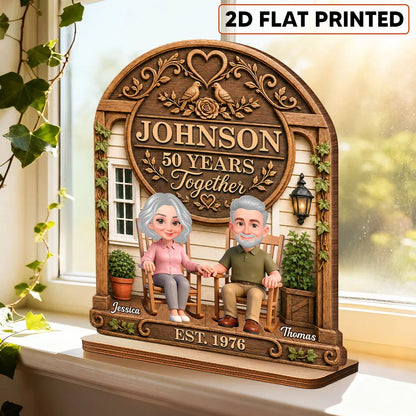 Personalized Wooden Plaque with Senior Couple Holding Hands, Rustic Porch Unique Creative Gift for Couples