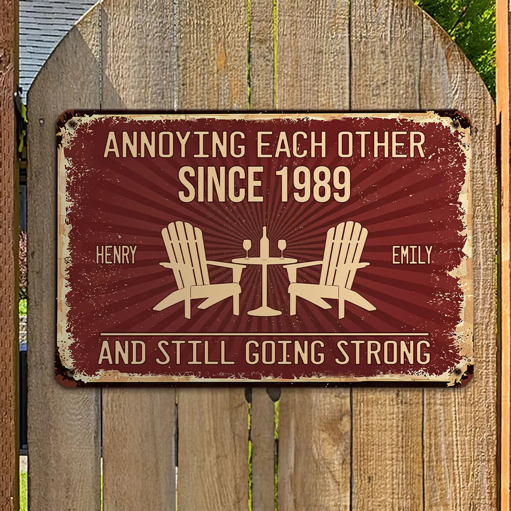 Personalized Rectangular Iron Sign, Vintage Couple Humor With Adirondack Chairs, Unique Gift for Couple