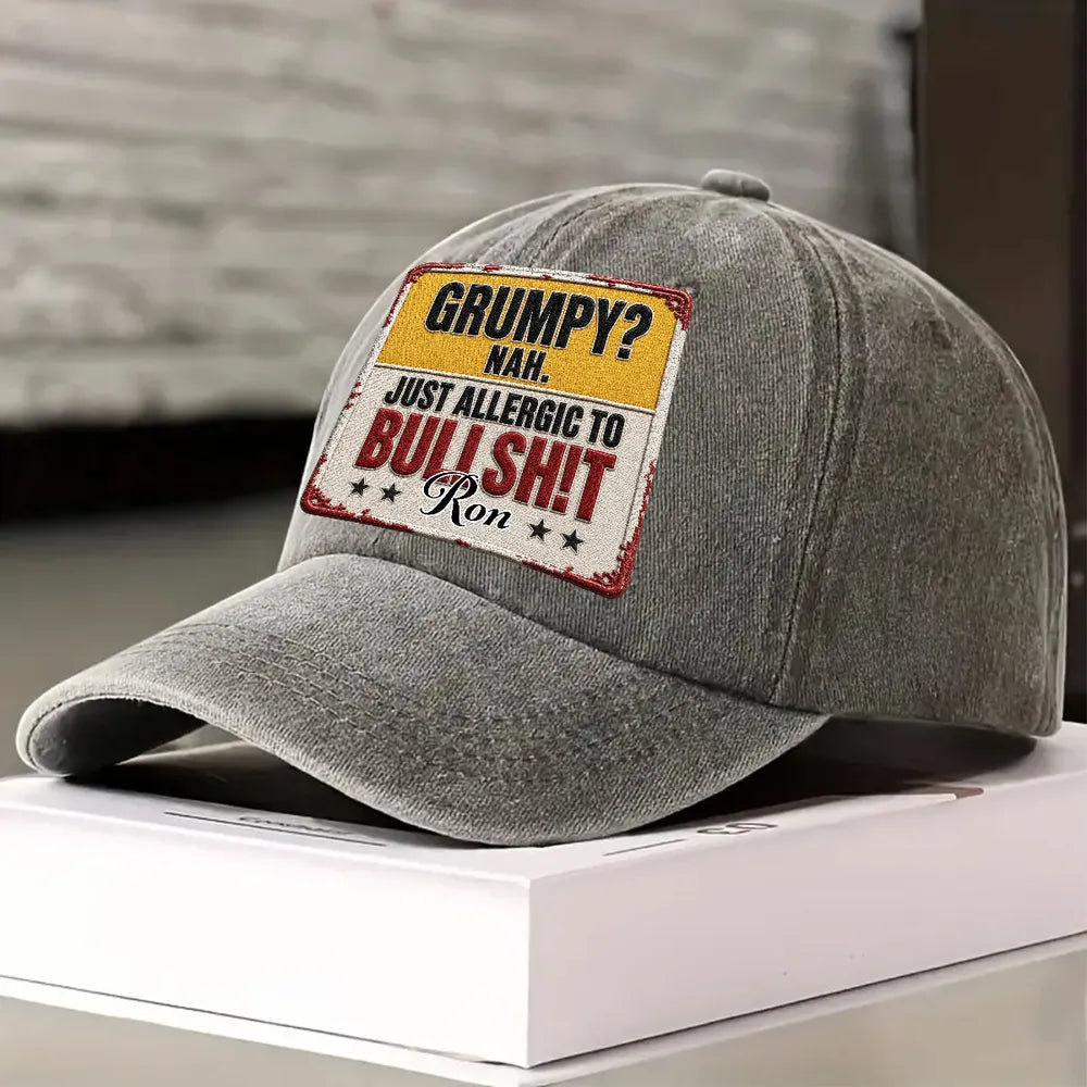 Washed Denim Baseball Cap With Custom Vintage Look, Funny Everyday Gift For Someone With A Dry Sense Of Humor