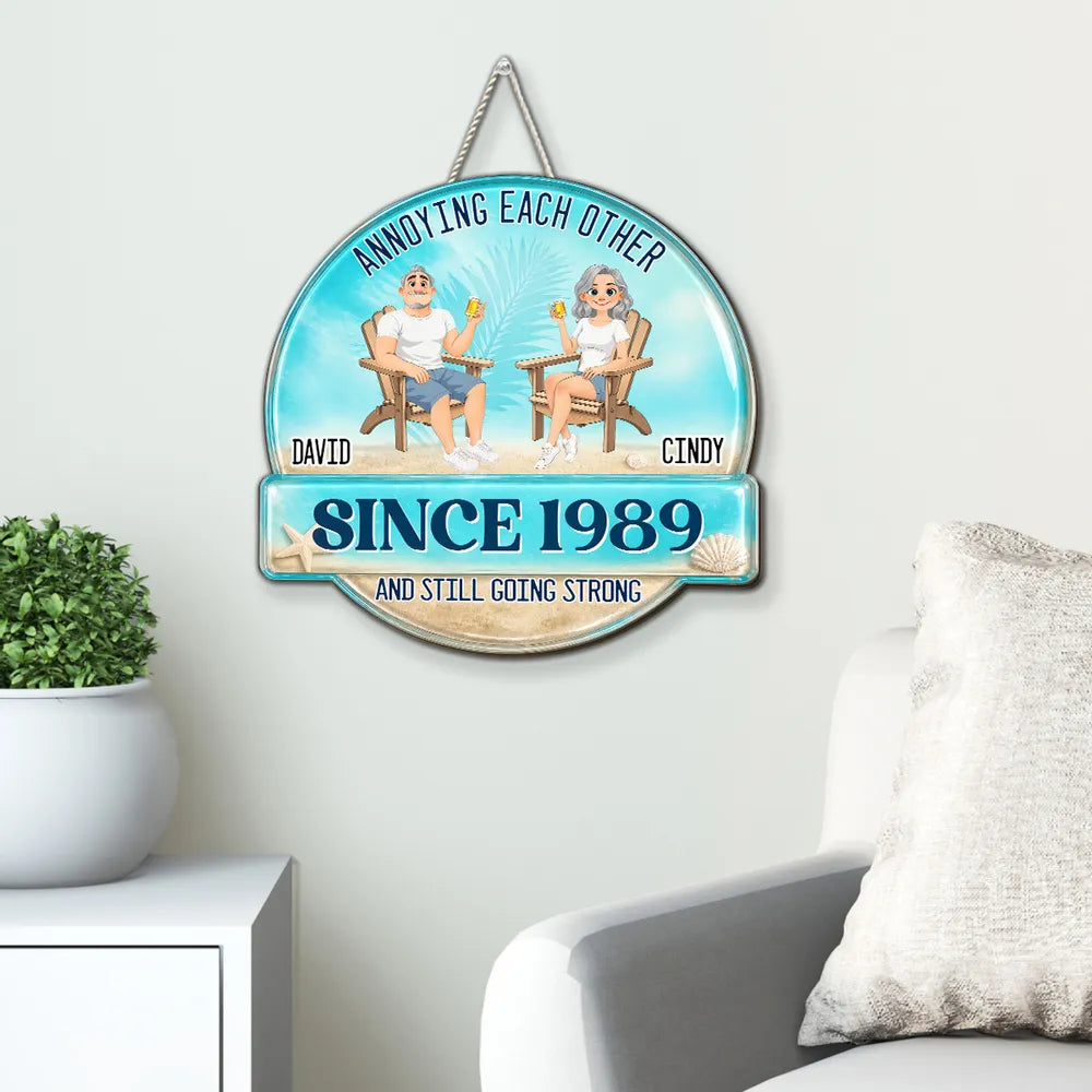 Personalized Wooden Sign, Annoying Each Other Beach Couple Design, Unique Gift for Couples