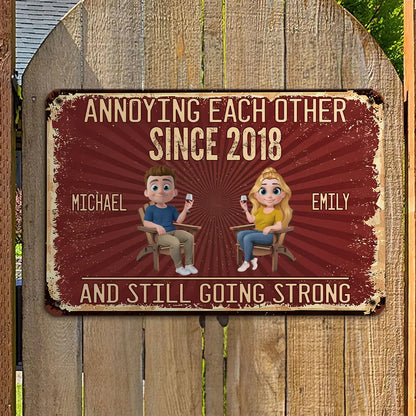 Custom Metal Sign with Senior Couple Illustration, Still Going Strong Humor, Unique Gift for Husband & Wife