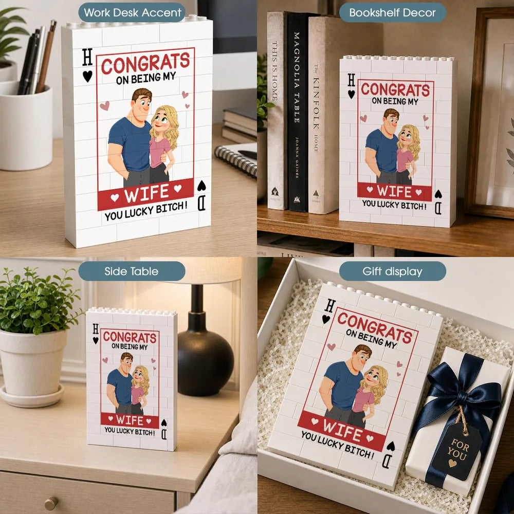 Custom Building Brick Puzzle with Playful Wife Message, Creative Gift for Couples